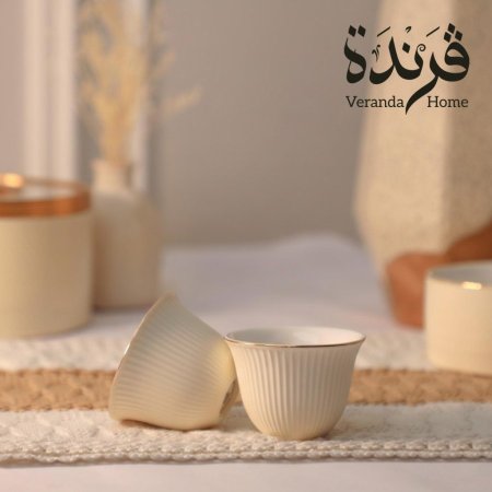 طقم 12 فنجان سادة بورسلان